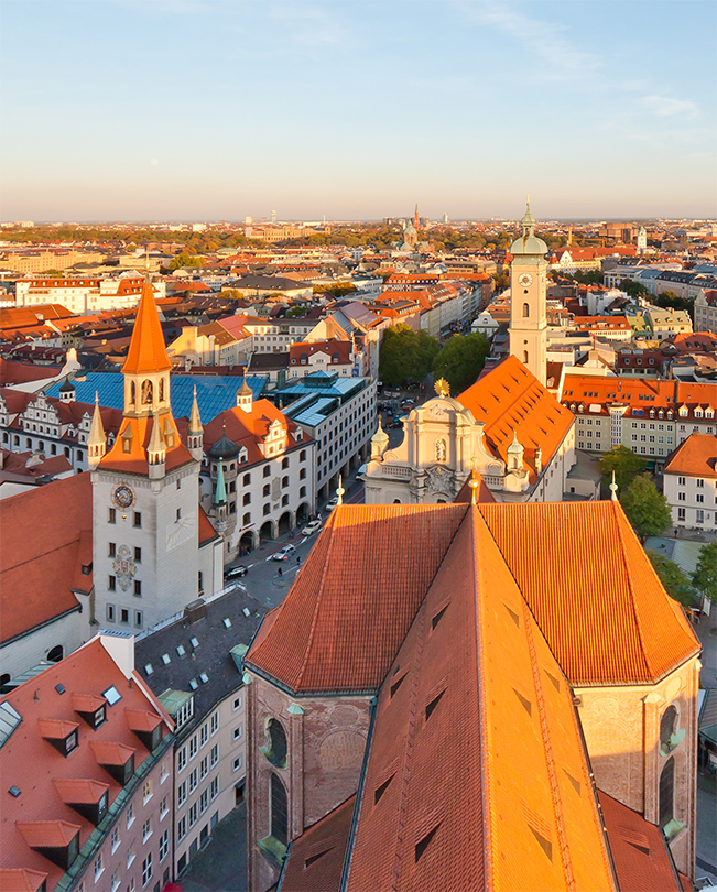 Vista aérea de la ciudad en Múnich, Alemania.