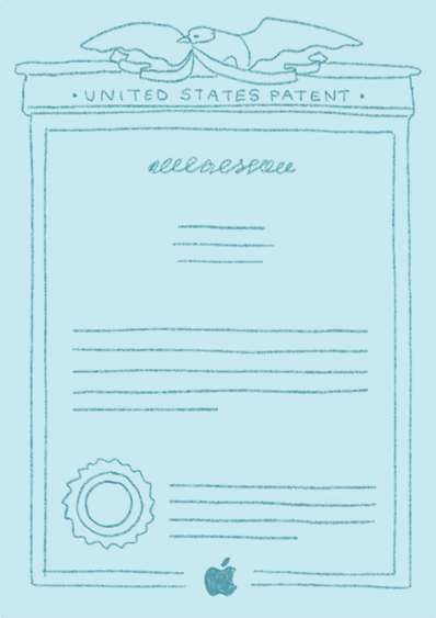 En el mismo dibujo, aparece una ilustración de una concesión de patente