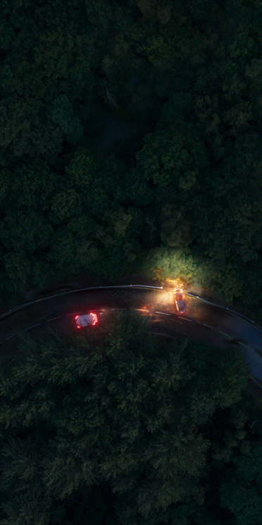 Vista aérea de un accidente de auto