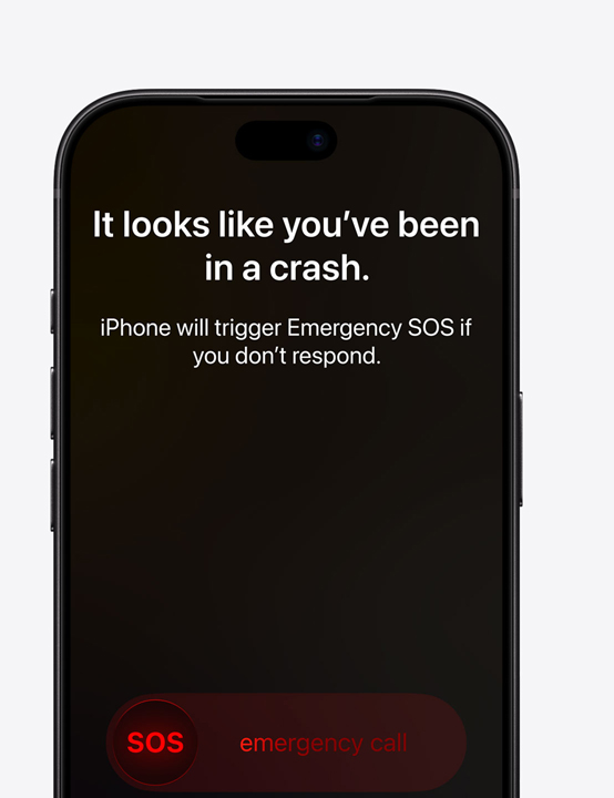 iPhone display showing Crash Detection functionality