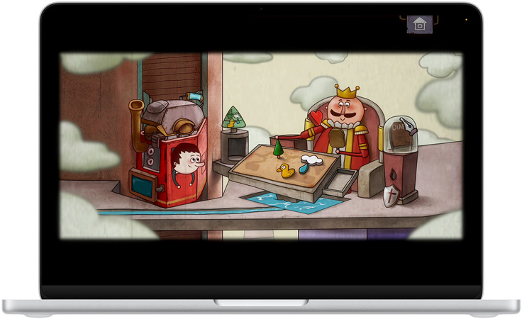 MacBook Neo sudraba krāsā, ekrānā redzama aina no spēles Oceanhorn 3