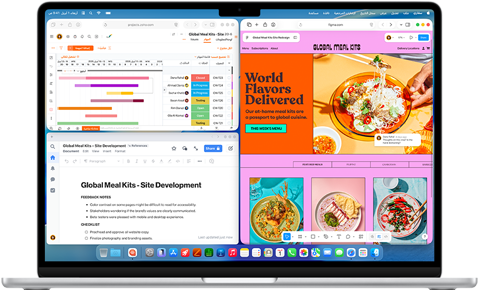 جهاز MacBook Air مع تطبيقات متعددة مفتوحة