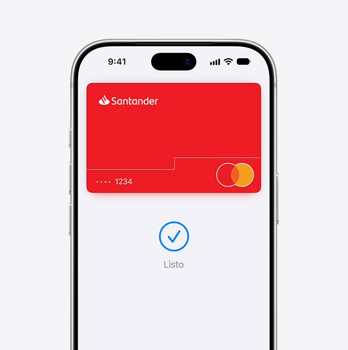Vista parcial de la pantalla de un iPhone que muestra un pago con una tarjeta de crédito en Apple Pay