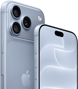iPhone 18 Pro, culoare Ghețar, vedere frontală și posterioară prezentând Ceramic Shield și sistemul de trei camere