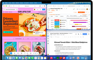 Birden fazla uygulamanın açık olduğu MacBook Air ekranı