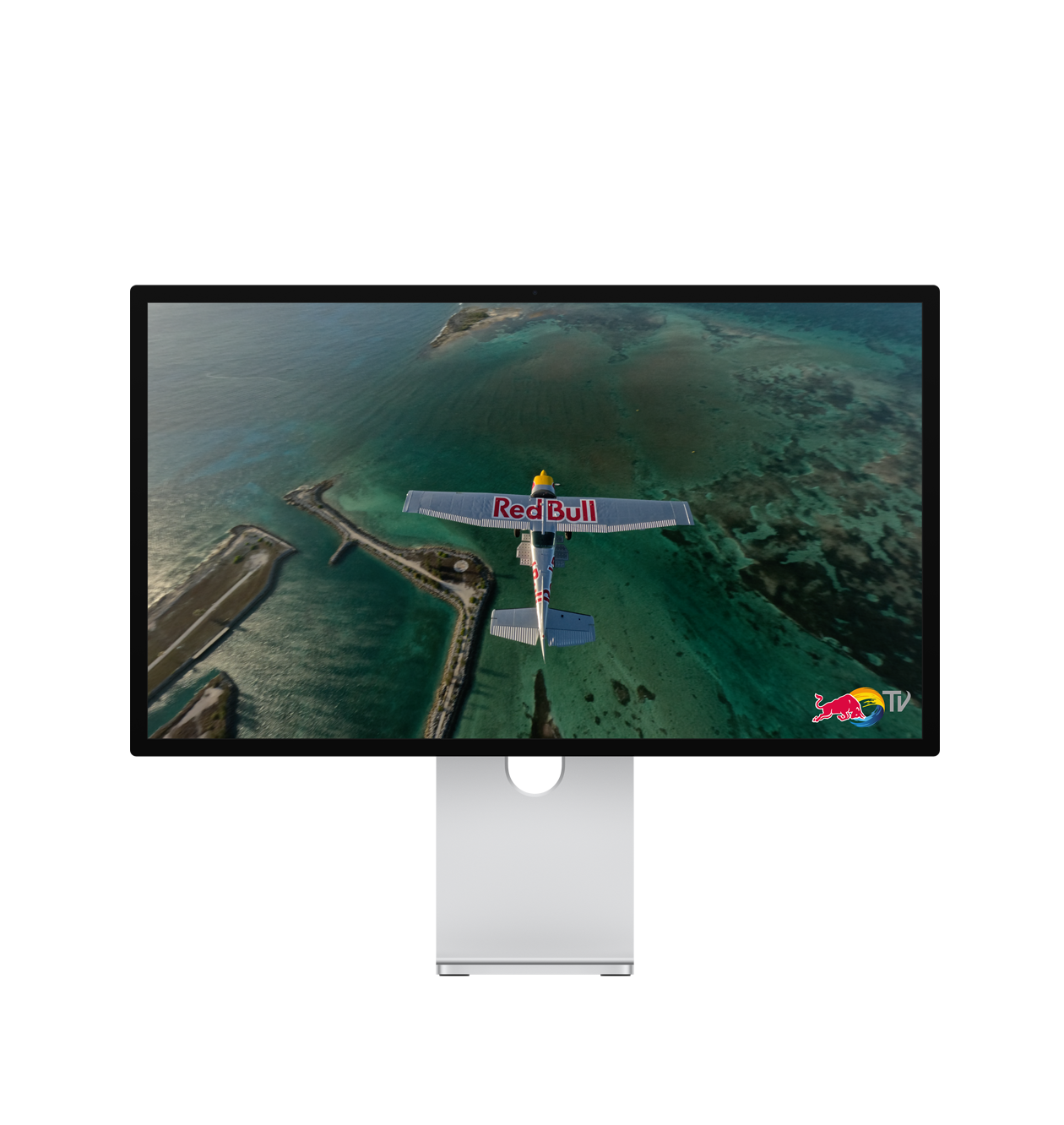 Studio Display XDR’ın etrafında ses dalgası illüstrasyonları