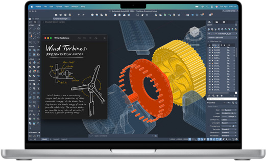 Autodesk AutoCAD app shown on a MacBook Pro