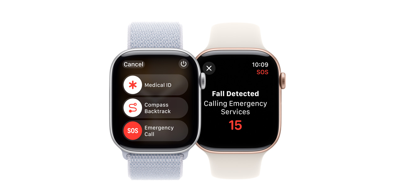 Un Apple Watch muestra la prestación de detección de caídas.