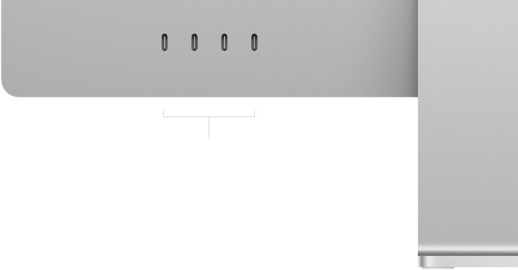 iMac의 뒷면 왼쪽 하단 모서리에 있는 Thunderbolt 4 4개