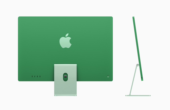 Vỏ ngoài mặt sau của iMac, màu xanh lá. Vỏ ngoài mặt bên của iMac, màu xanh lá
