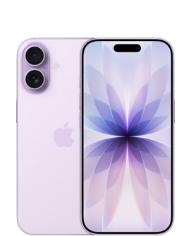 iPhone 17, Rückseite, Farbe Lavendel, Dual Fusion Kamera-System oben links, Apple Logo in der Mitte, Vorderseite, Farbe Lavendel, Dynamic Island oben mittig