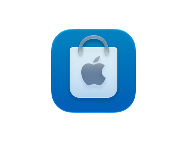 Apple Store app，展示藍色購物袋圖像