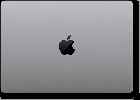 MacBook Pro mit PROLED XDR Display, Farbe Silber, Oberseite, geschlossen, Abmessungen: Länge beträgt 21,63 cm, Breite beträgt 31,08 cm